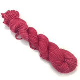 One mini skein of deep pink yarn. 