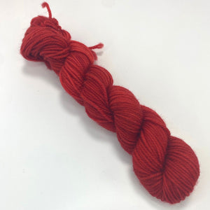 One mini skein of tonal red yarn.